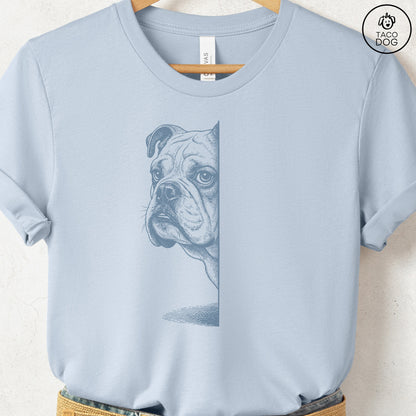 English Bulldog Peeking T-Shirt Taco-Dog