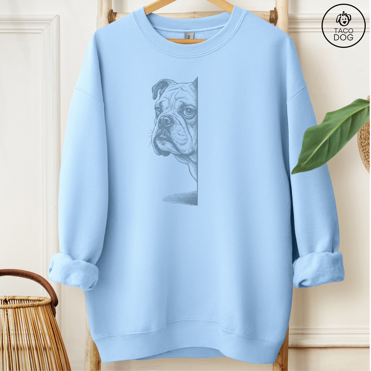 English Bulldog Peeking Sweatshirt Taco-Dog