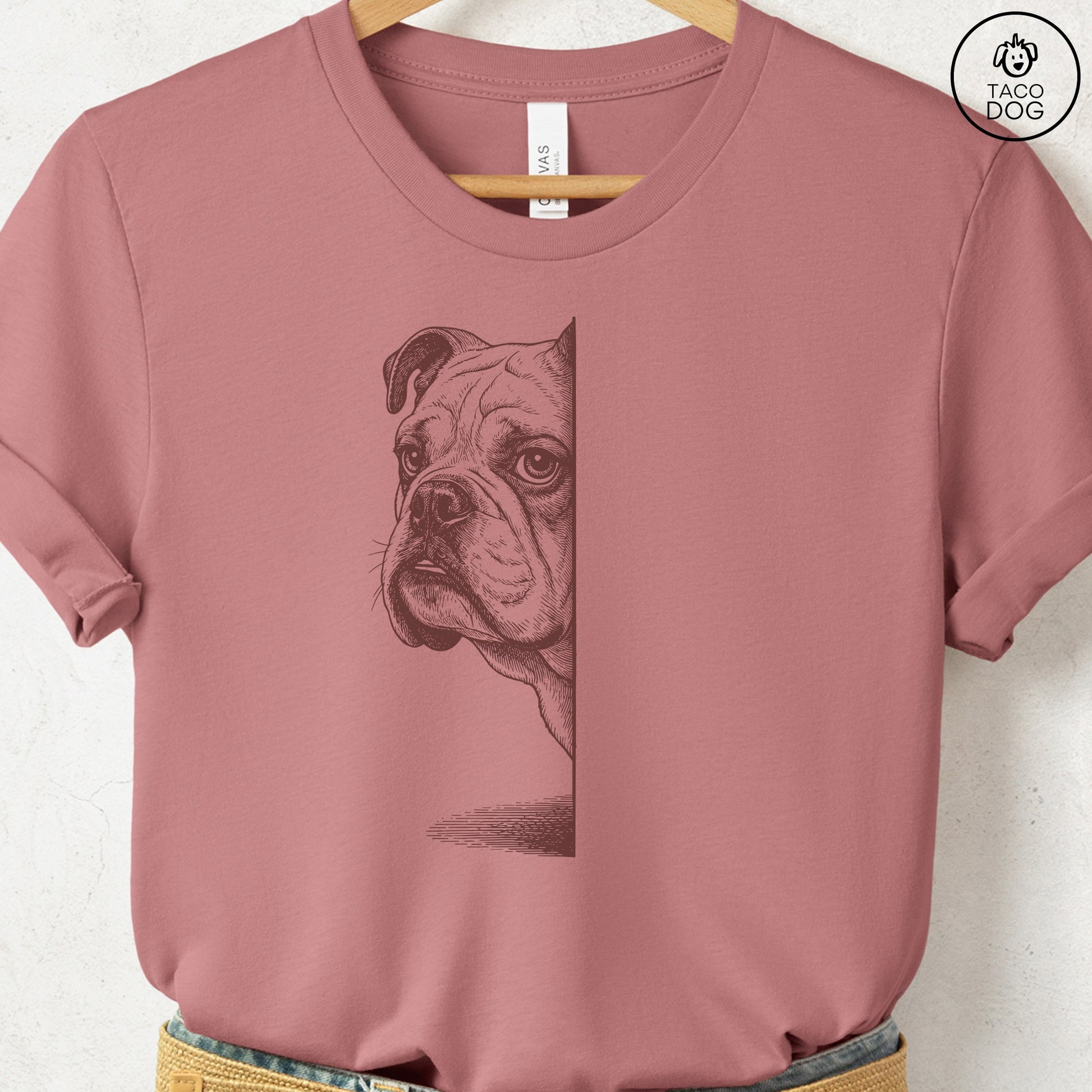 English Bulldog Peeking T-Shirt Taco-Dog
