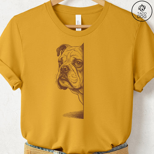 English Bulldog Peeking T-Shirt Taco-Dog
