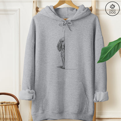 English Setter Peeking Hoodie Graphite Heather Taco-Dog