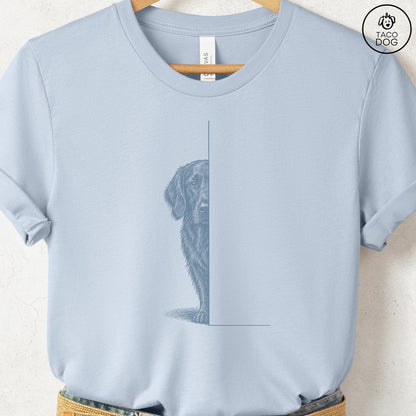 Flat-Coated Retriever Peeking T-Shirt Light Blue Taco-Dog