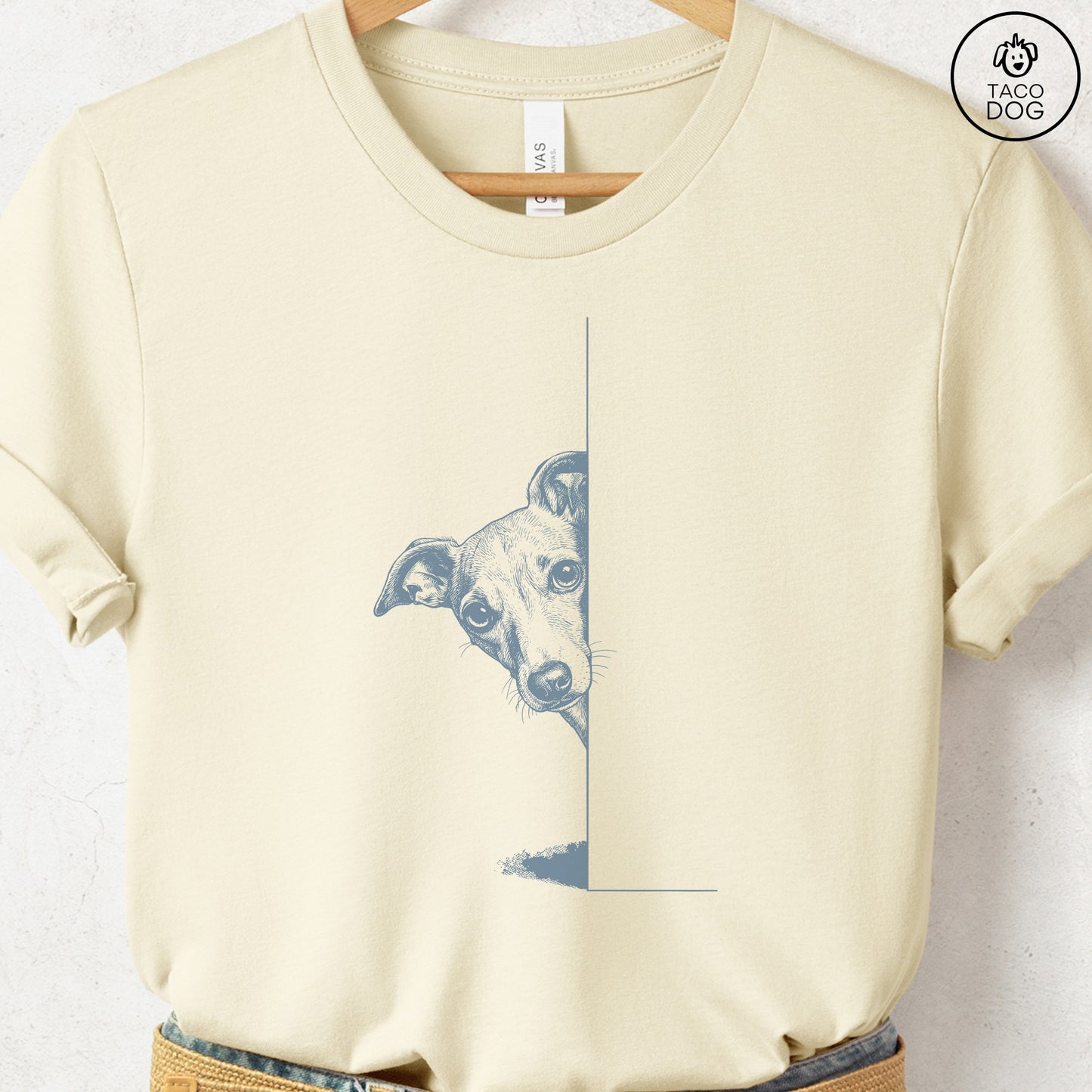 Italian Greyhound Whippet Peeking T-Shirt Taco-Dog