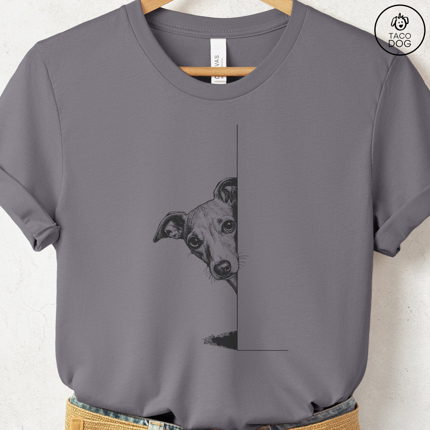 Italian Greyhound Whippet Peeking T-Shirt Taco-Dog