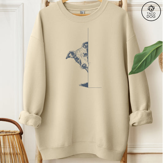 Italian Greyhound Whippet Peeking Sweatshirt Taco-Dog
