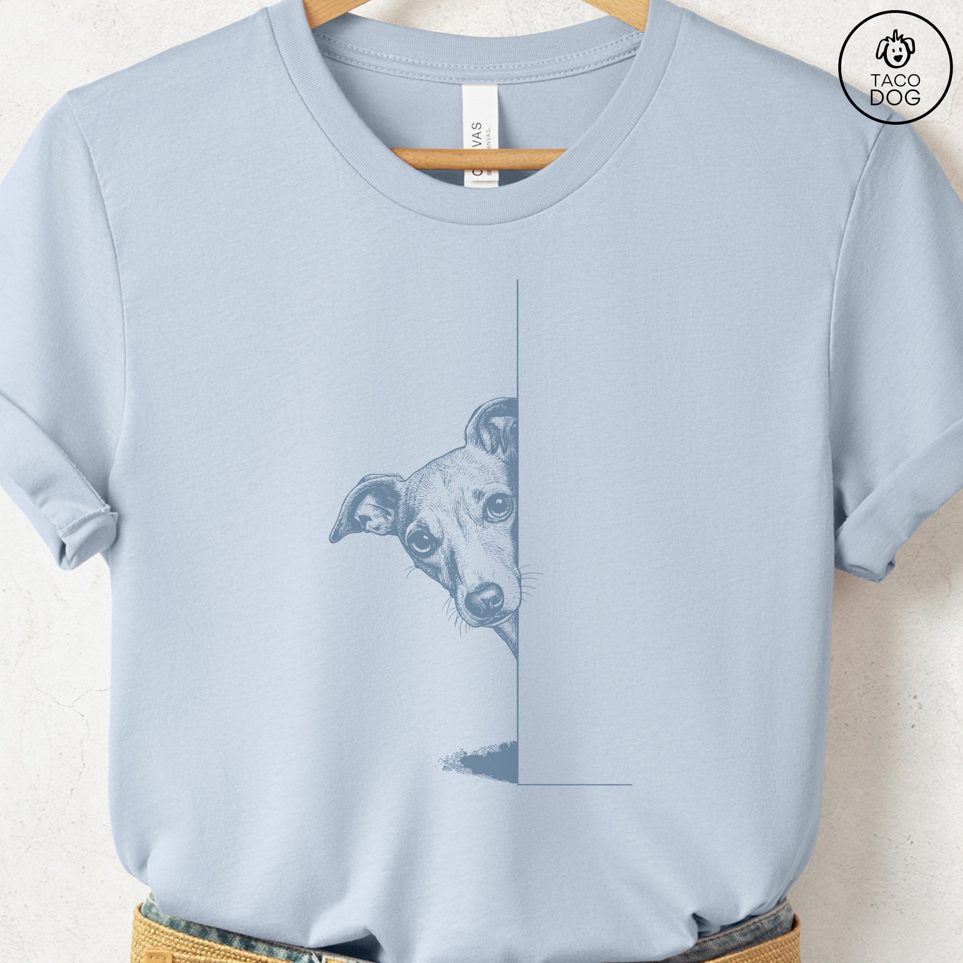 Italian Greyhound Whippet Peeking T-Shirt Taco-Dog