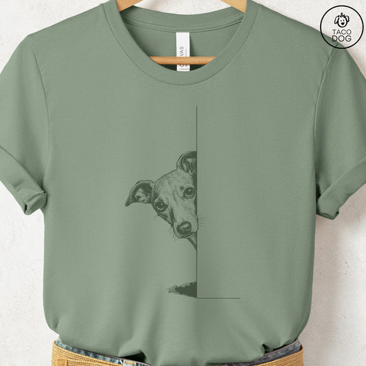 Italian Greyhound Whippet Peeking T-Shirt Taco-Dog