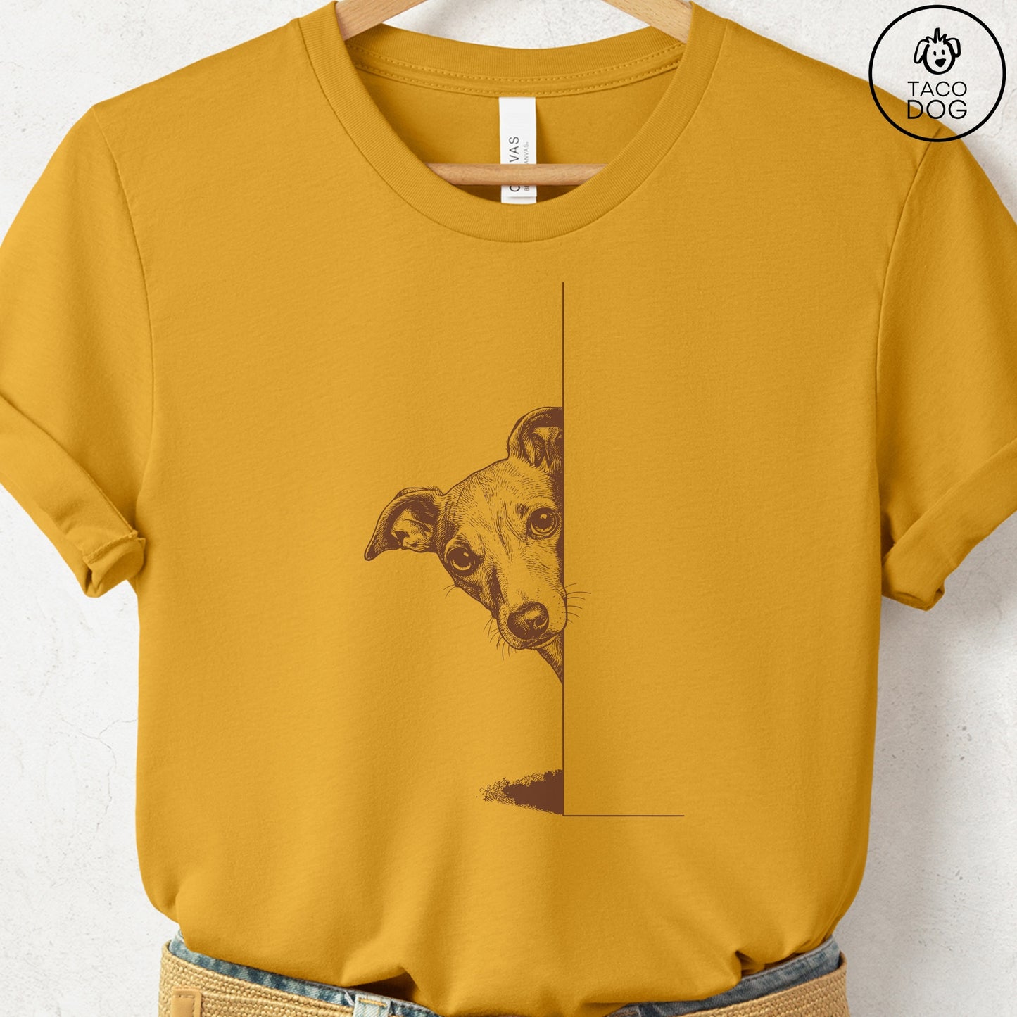 Italian Greyhound Whippet Peeking T-Shirt Taco-Dog