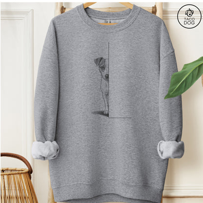 Jack Russell Peeking Sweatshirt Graphite Heather Taco-Dog