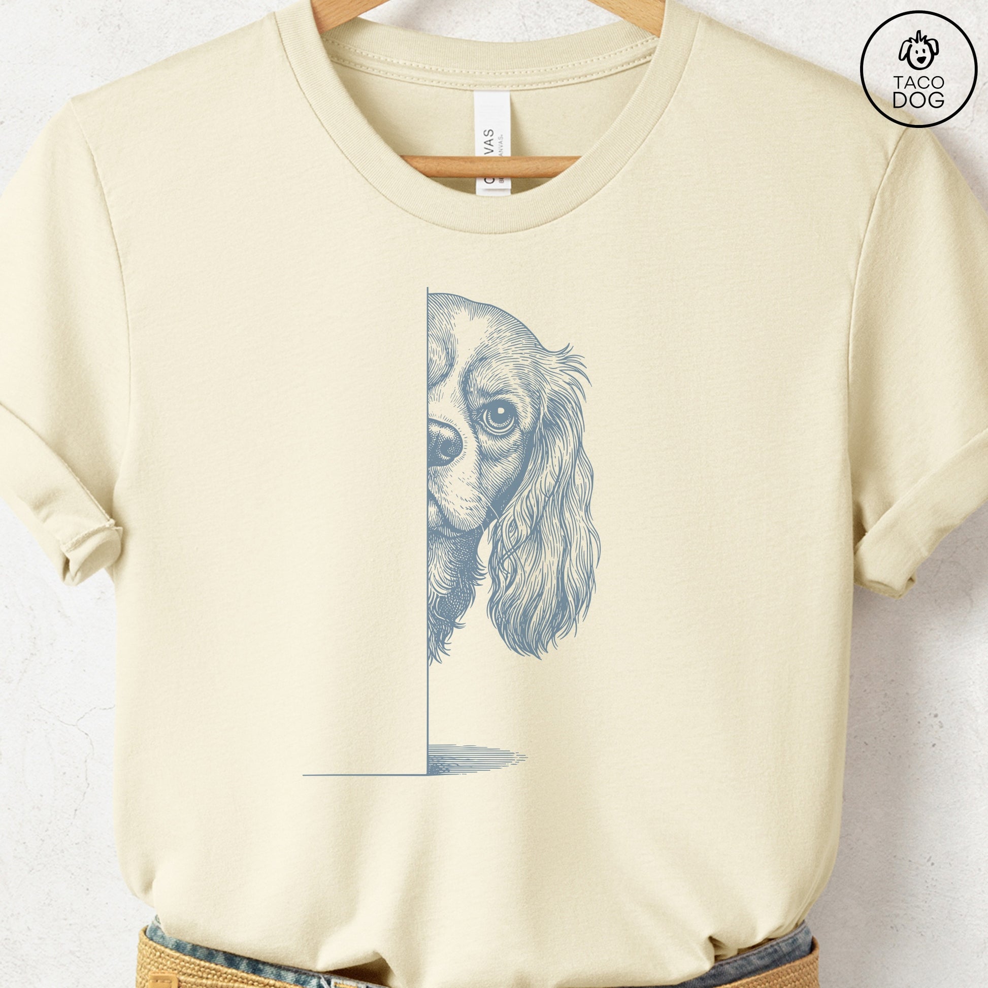 Cavalier King Charles Spaniel Peeking T-Shirt Taco-Dog