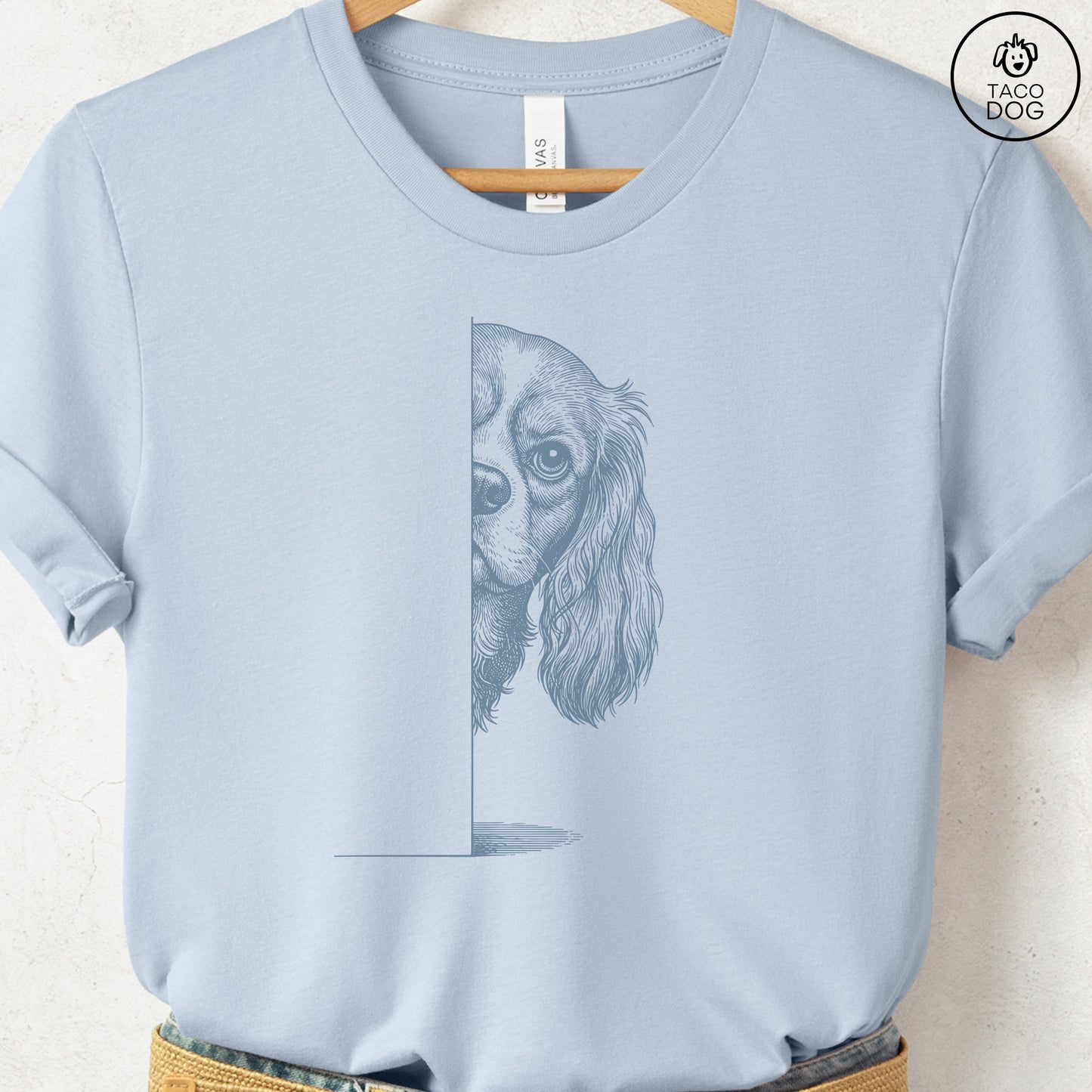 Cavalier King Charles Spaniel Peeking T-Shirt Taco-Dog
