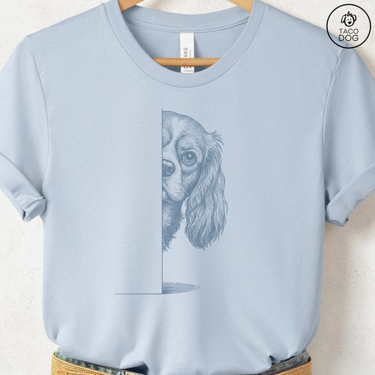 Cavalier King Charles Spaniel Peeking T-Shirt Taco-Dog