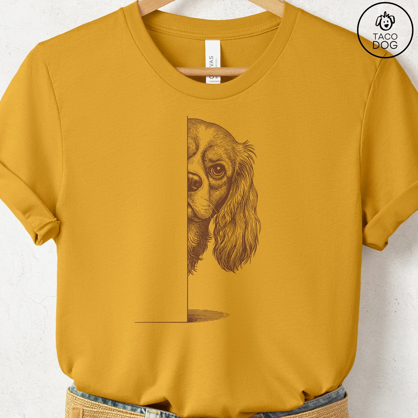 Cavalier King Charles Spaniel Peeking T-Shirt Taco-Dog