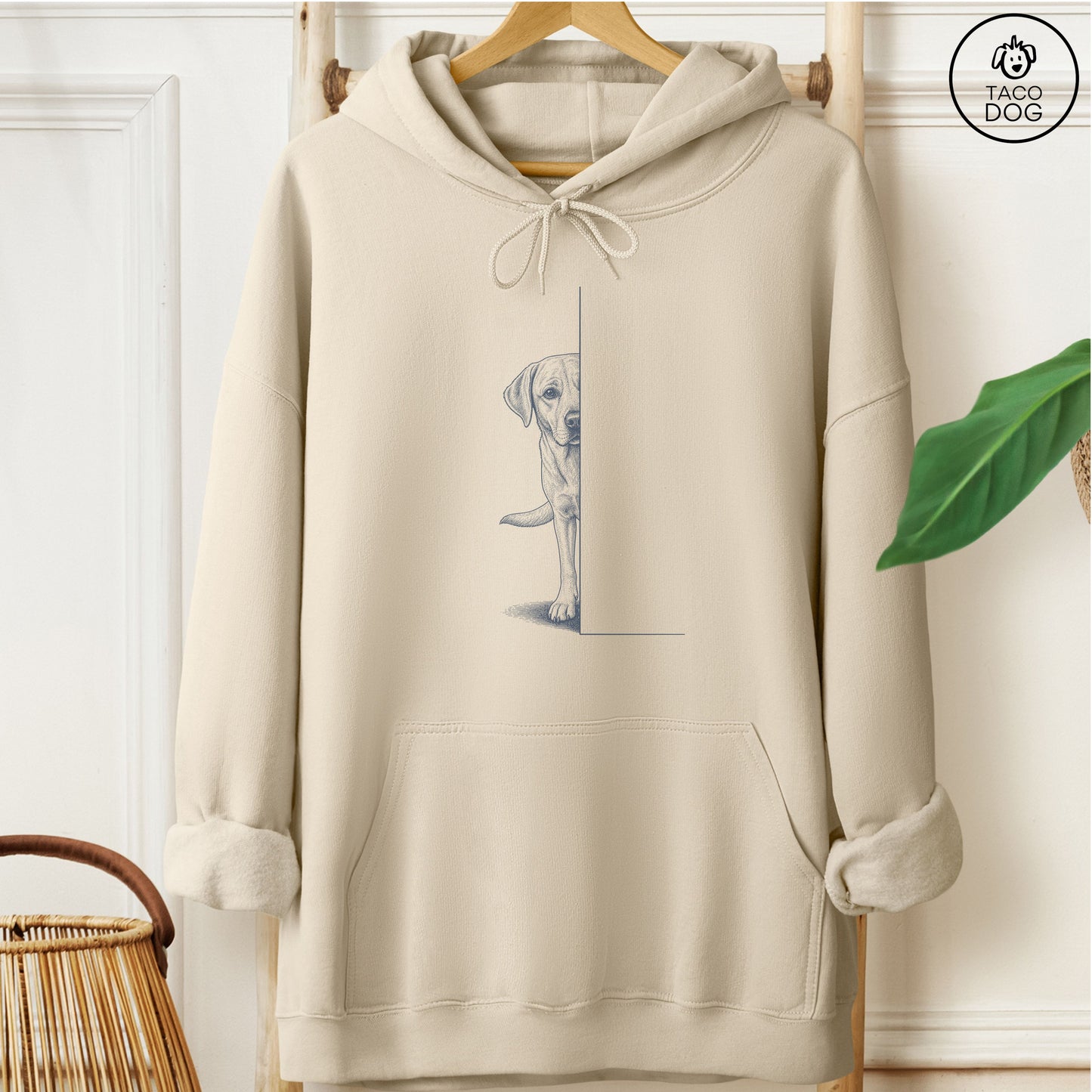 Labrador Peeking Hoodie Sand Taco-Dog