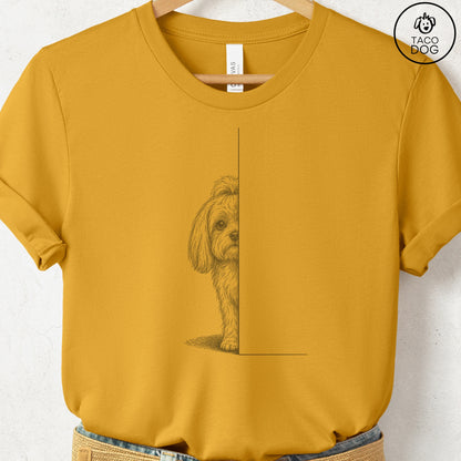 Maltese Peeking T-Shirt Mustard Taco-Dog