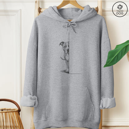 Pitbull Peeking Hoodie Graphite Heather Taco-Dog