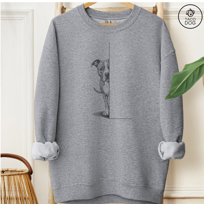 Pitbull Peeking Sweatshirt Graphite Heather Taco-Dog