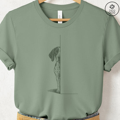 Pointer Peeking T-Shirt Sage Taco-Dog