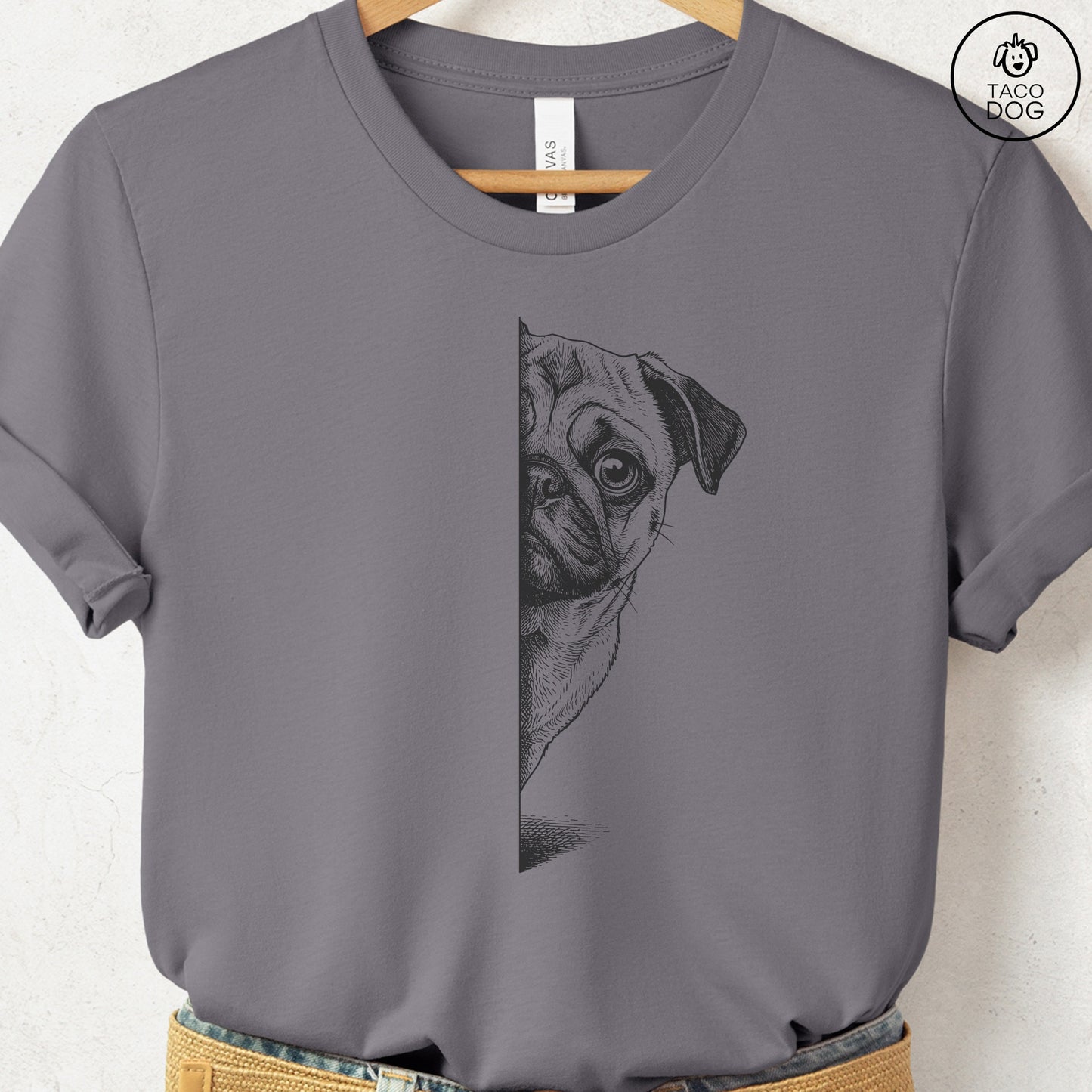 Pug Peeking T-Shirt Storm S Taco-Dog