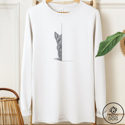 Scottie Peeking Long Sleeve Tee White Taco-Dog