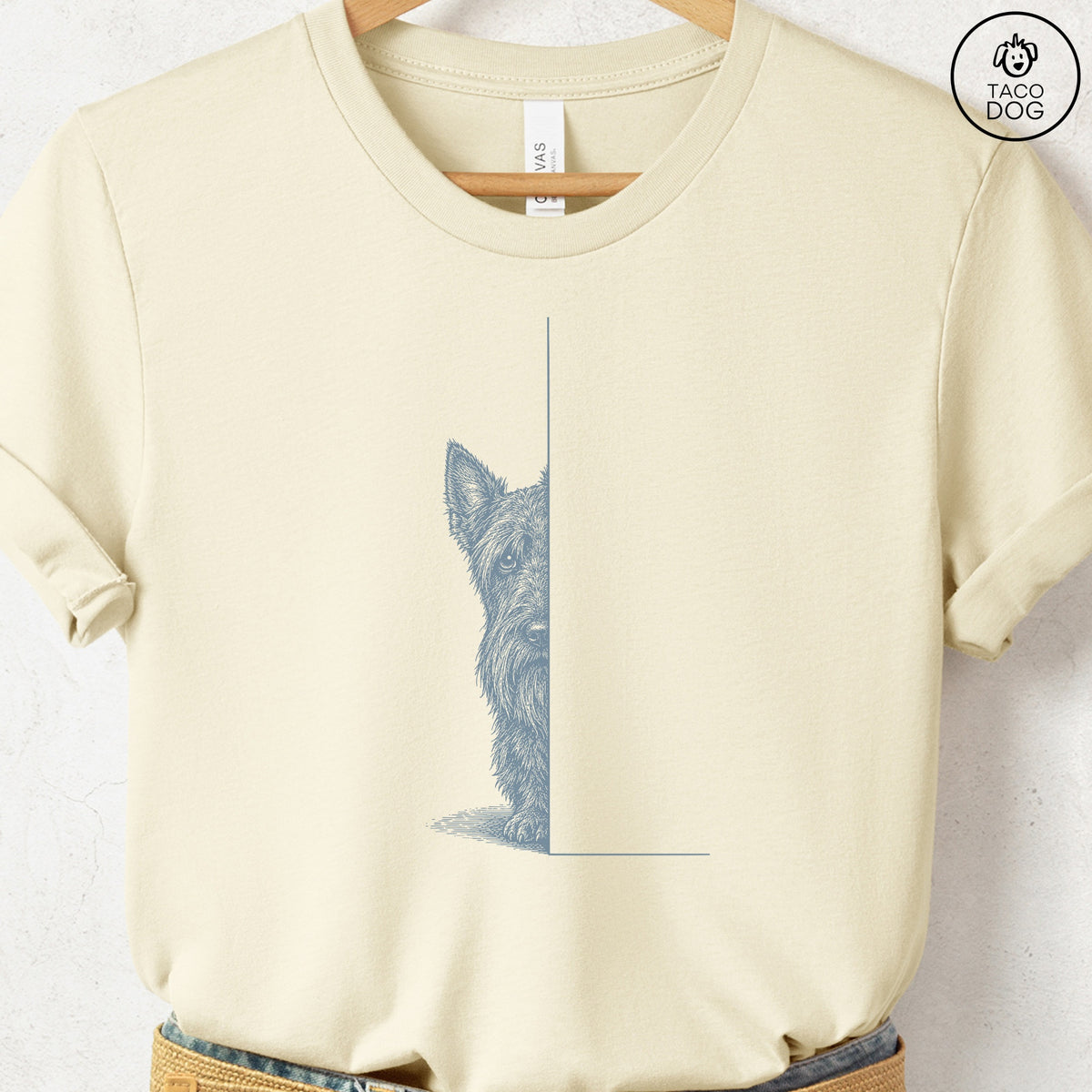 Scottie Peeking T-Shirt Natural Taco-Dog