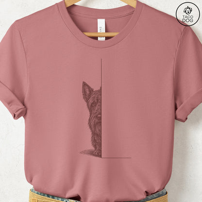 Scottie Peeking T-Shirt Heather Mauve Taco-Dog
