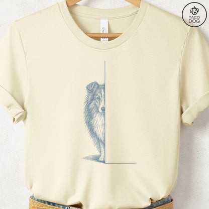 Shetland Sheepdog Peeking T-Shirt Natural Taco-Dog
