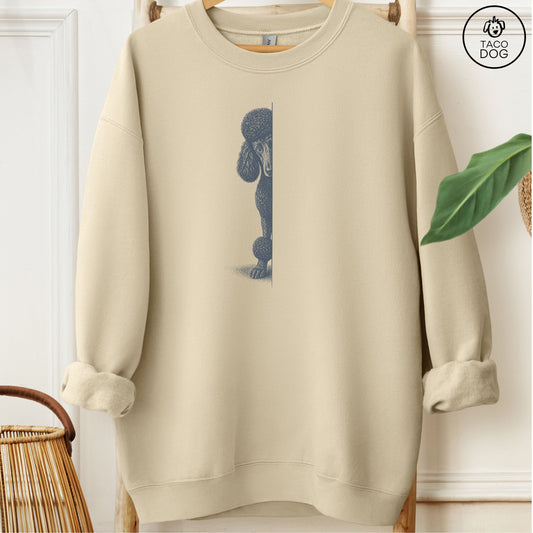 Poodle Peeking Sweatshirt Sand Taco-Dog