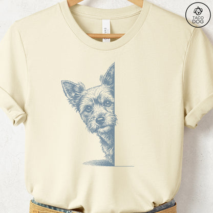 Yorkshire Terrier Yorkie Peeking T-Shirt Natural Taco-Dog