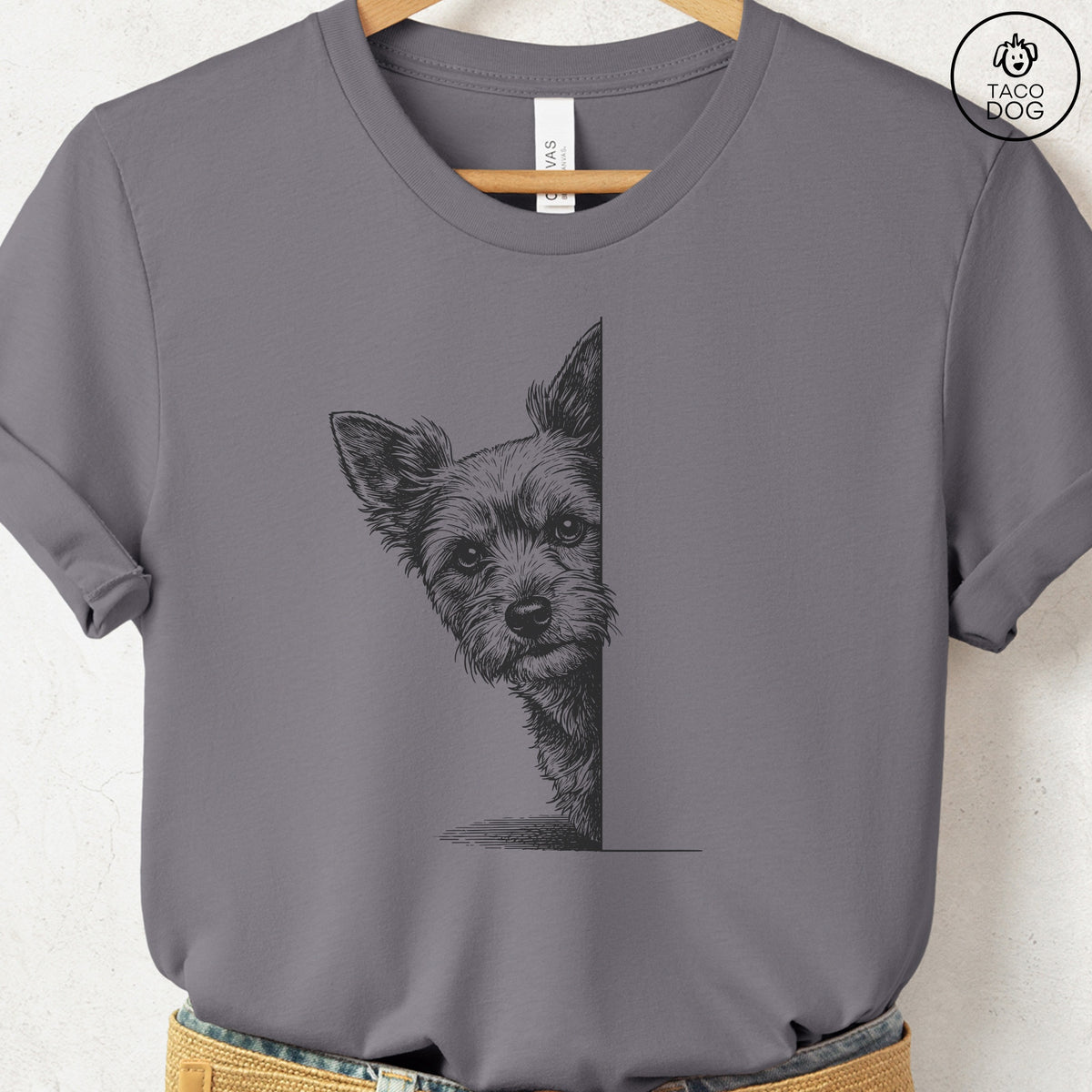 Yorkshire Terrier Yorkie Peeking T-Shirt Storm Taco-Dog