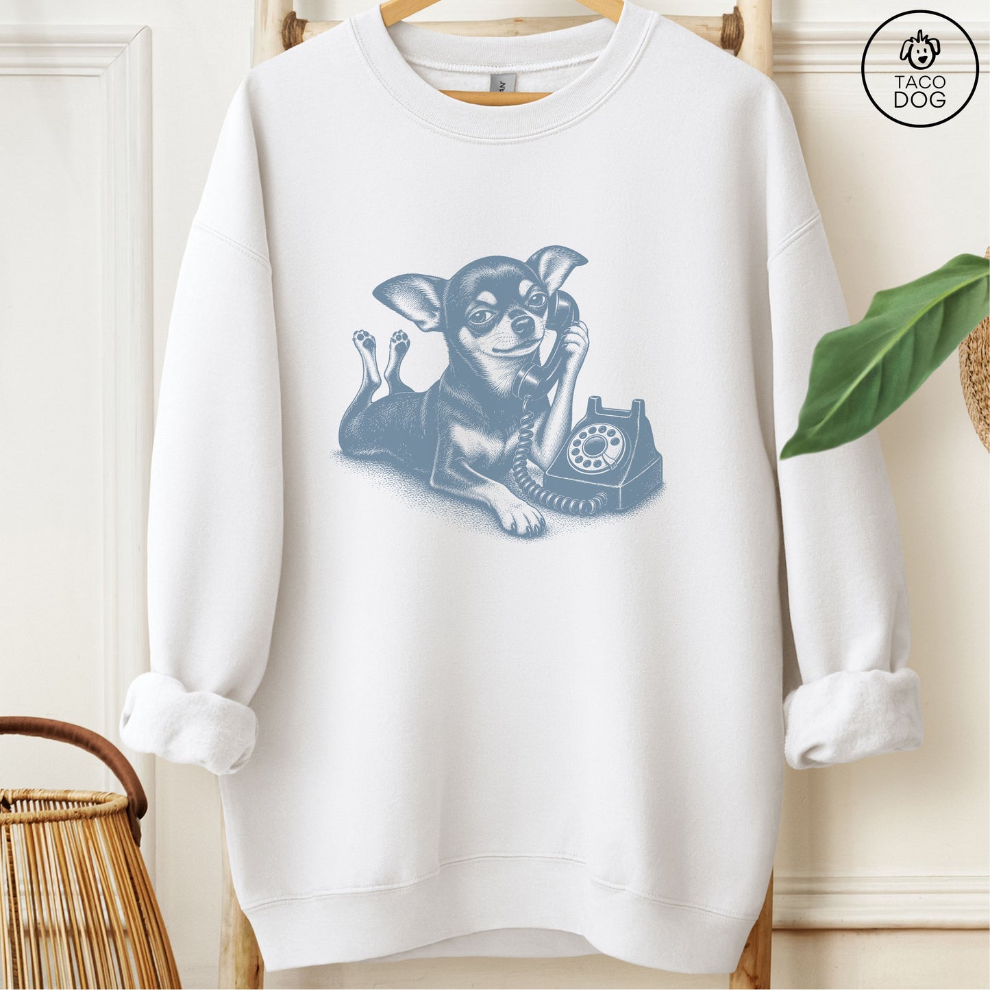 Chihuahua Phone Sweatshirt White Taco-Dog
