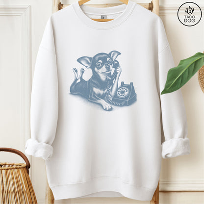 Chihuahua Phone Sweatshirt White Taco-Dog