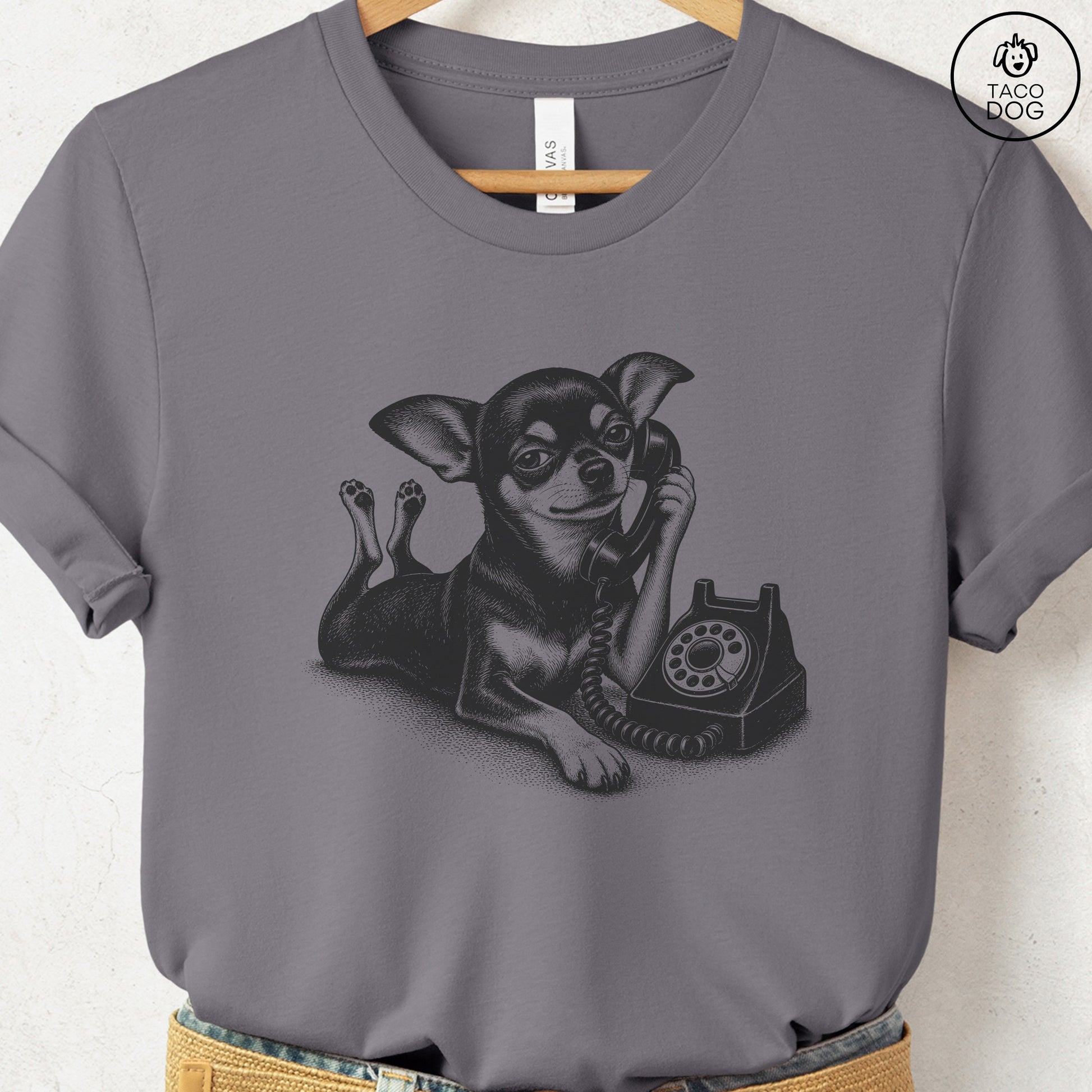 Chihuahua Phone T-Shirt Storm Taco-Dog