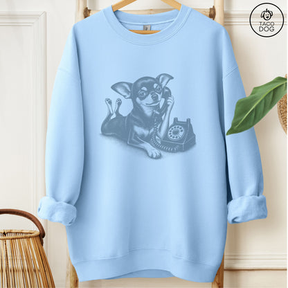 Chihuahua Phone Sweatshirt Light Blue Taco-Dog