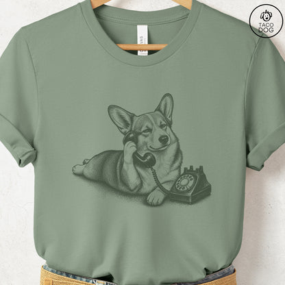 Corgi Phone T-Shirt Sage Taco-Dog