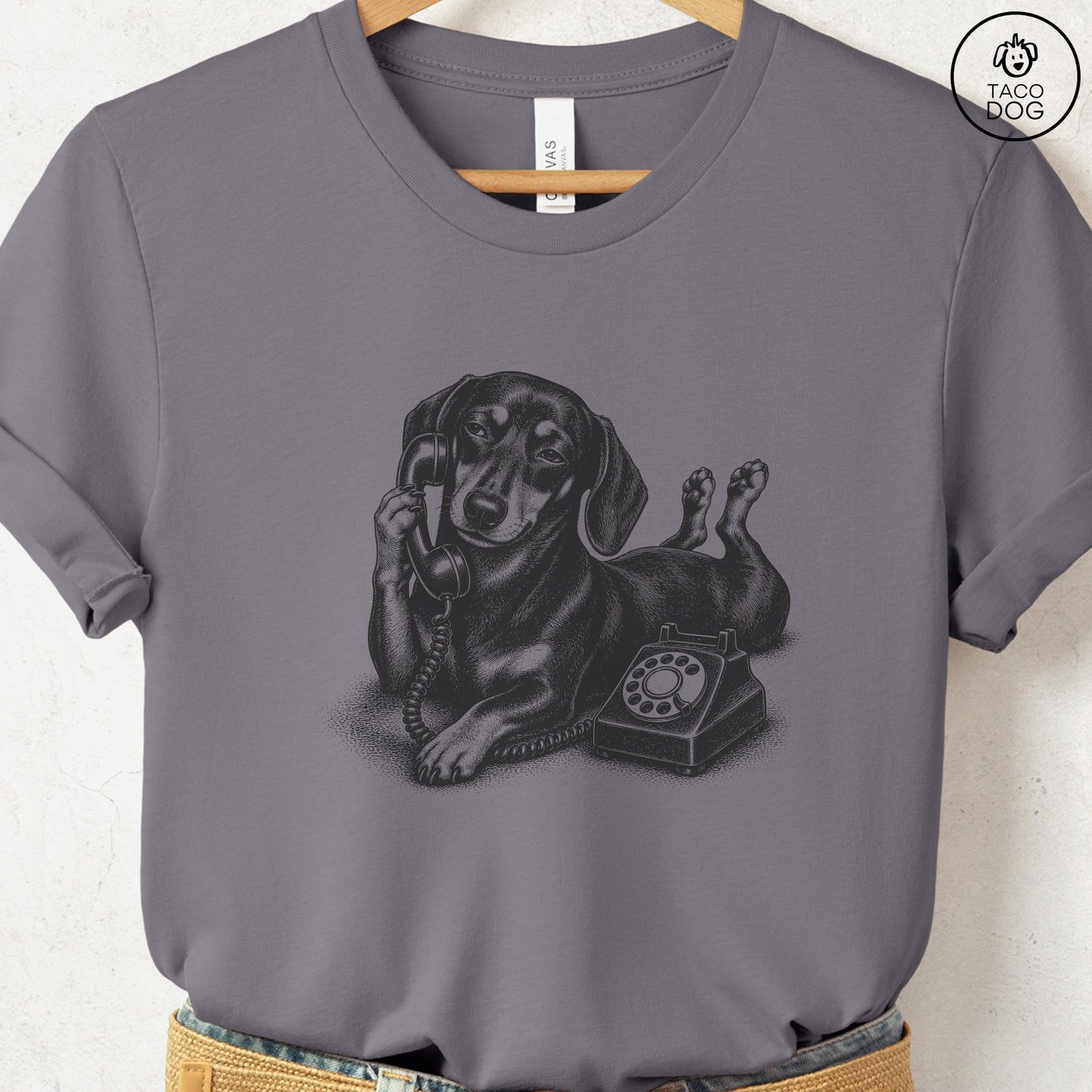 Dachshund Phone T-Shirt Storm Taco-Dog