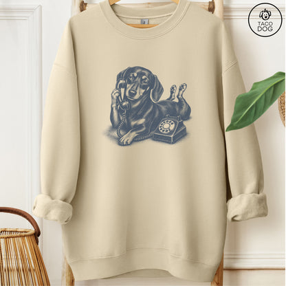 Dachshund Phone Sweatshirt Sand Taco-Dog