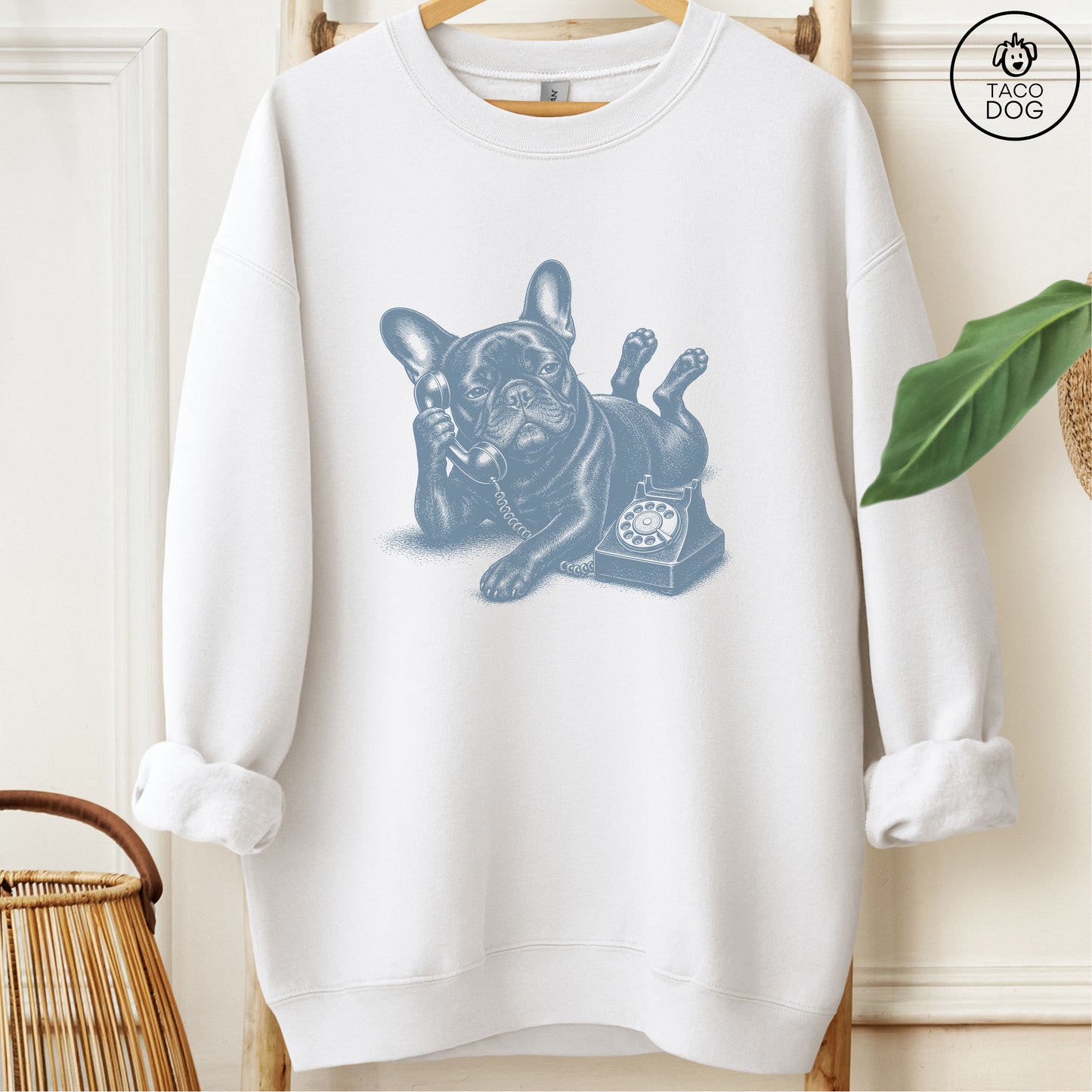 French Bulldog Frenchie Phone Sweatshirt White Taco-Dog