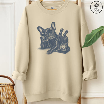 French Bulldog Frenchie Phone Sweatshirt Sand Taco-Dog