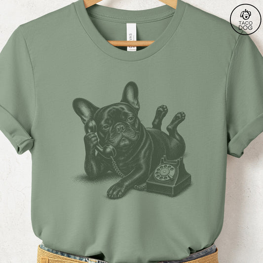 French Bulldog Frenchie Phone T-Shirt Sage S Taco-Dog