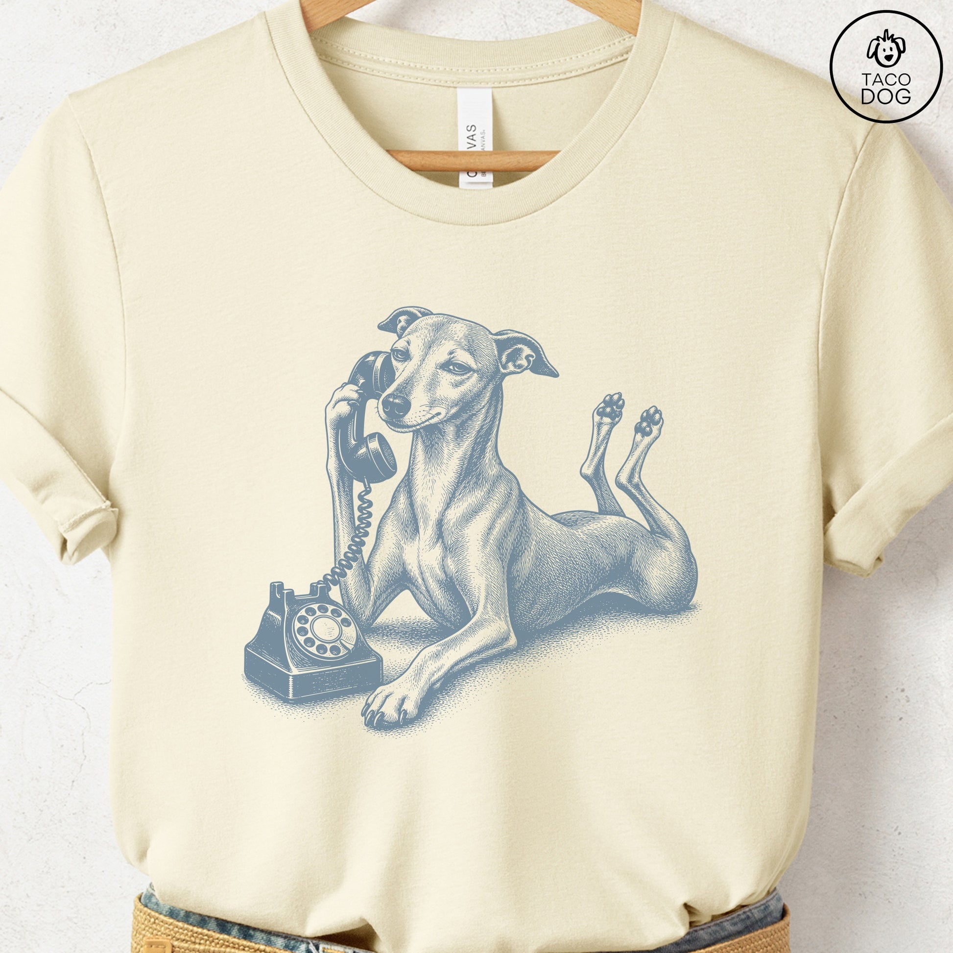 Italian Greyhound Whippet Phone T-Shirt Natural Taco-Dog