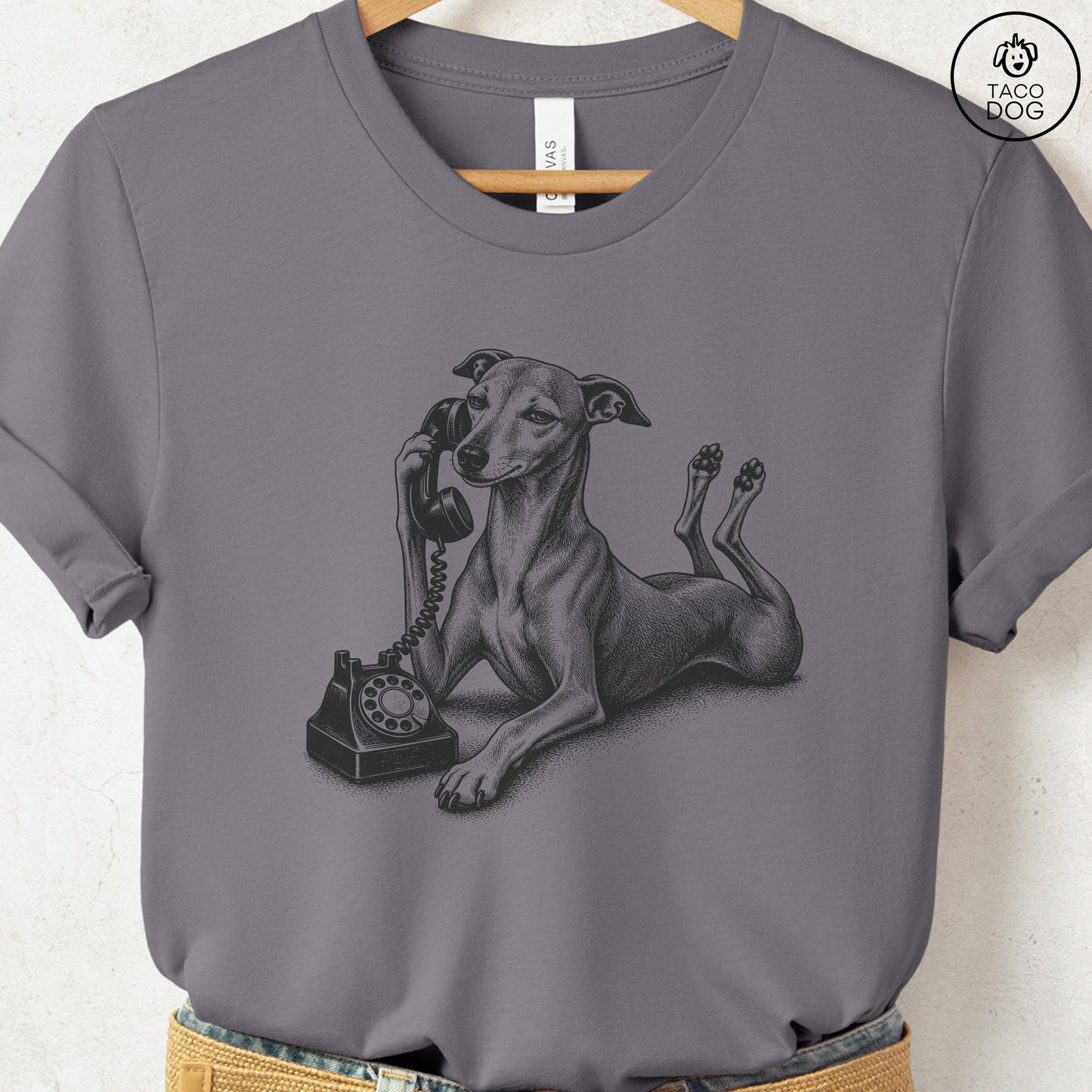 Italian Greyhound Whippet Phone T-Shirt Storm Taco-Dog