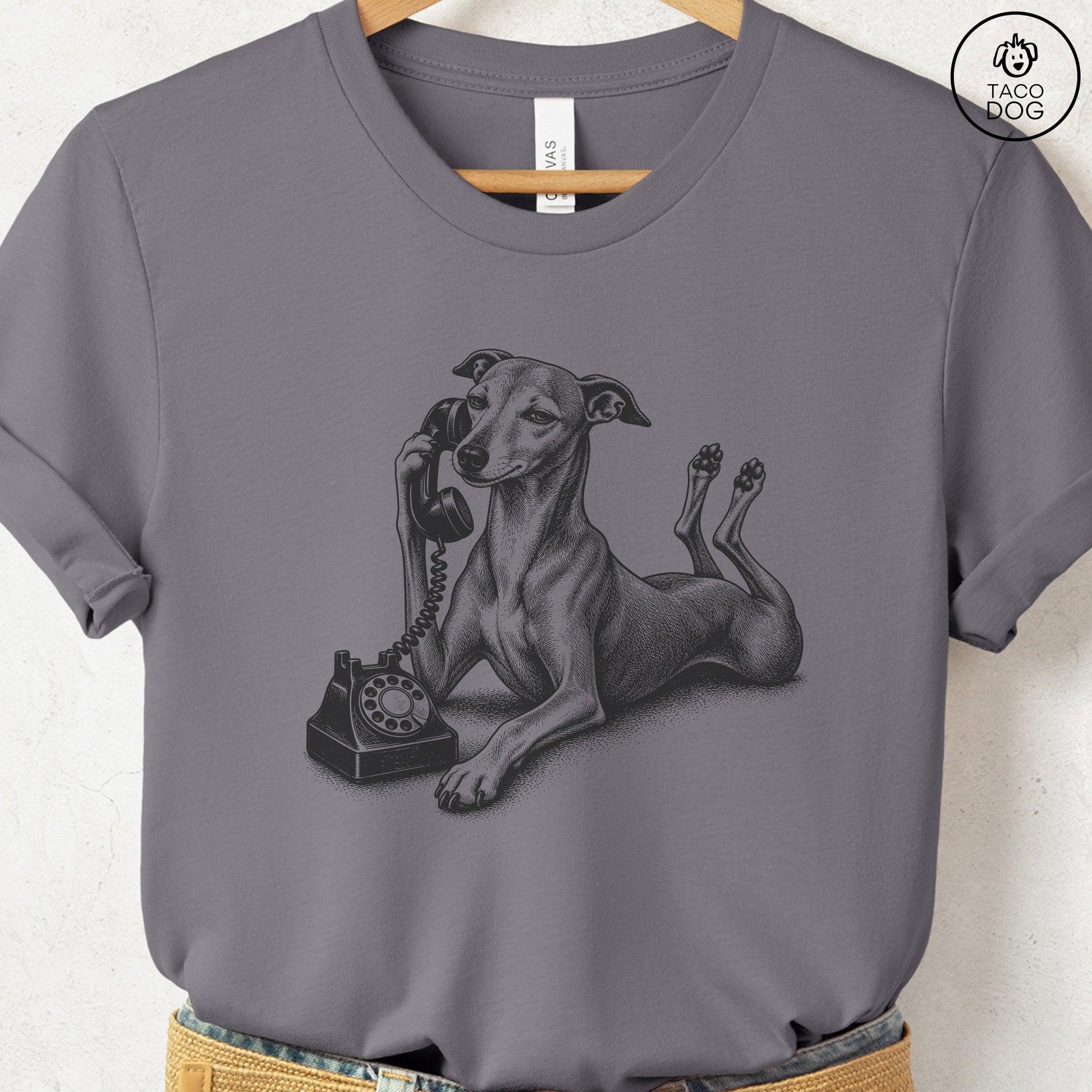 Italian Greyhound Whippet Phone T-Shirt Storm Taco-Dog