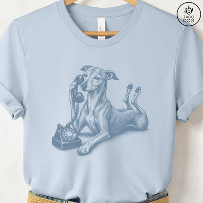Italian Greyhound Whippet Phone T-Shirt Light Blue Taco-Dog