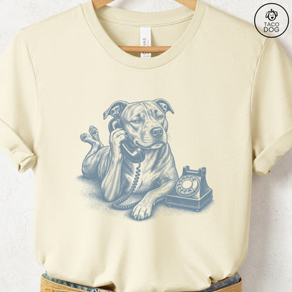 Pitbull Phone T-Shirt Natural Taco-Dog