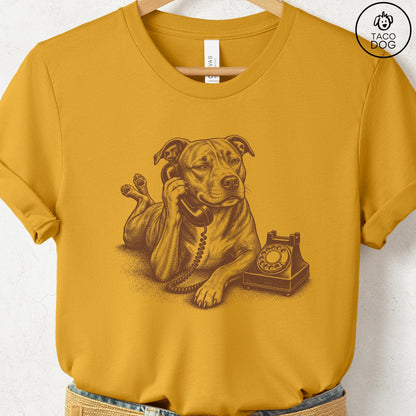 Pitbull Phone T-Shirt Mustard Taco-Dog