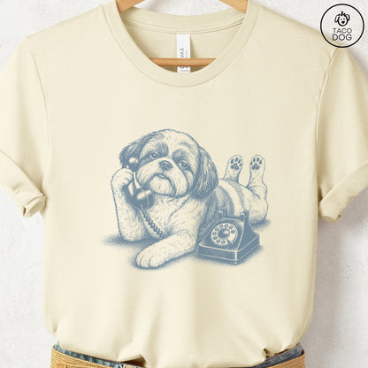 Shih Tzu Phone T-Shirt Natural Taco-Dog