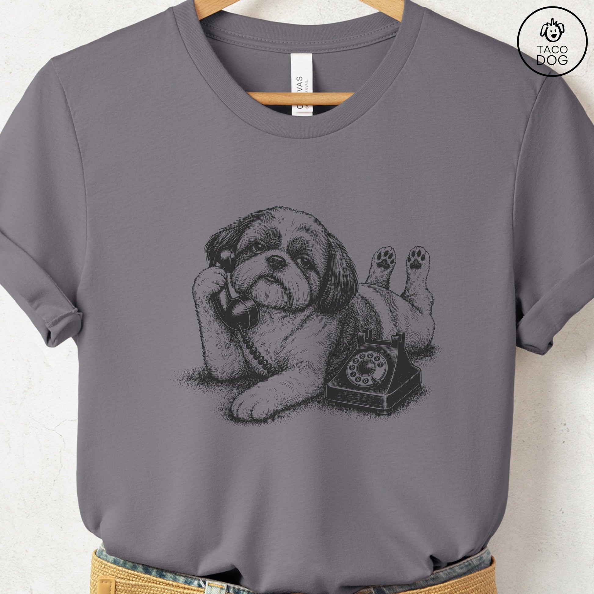 Shih Tzu Phone T-Shirt Storm Taco-Dog