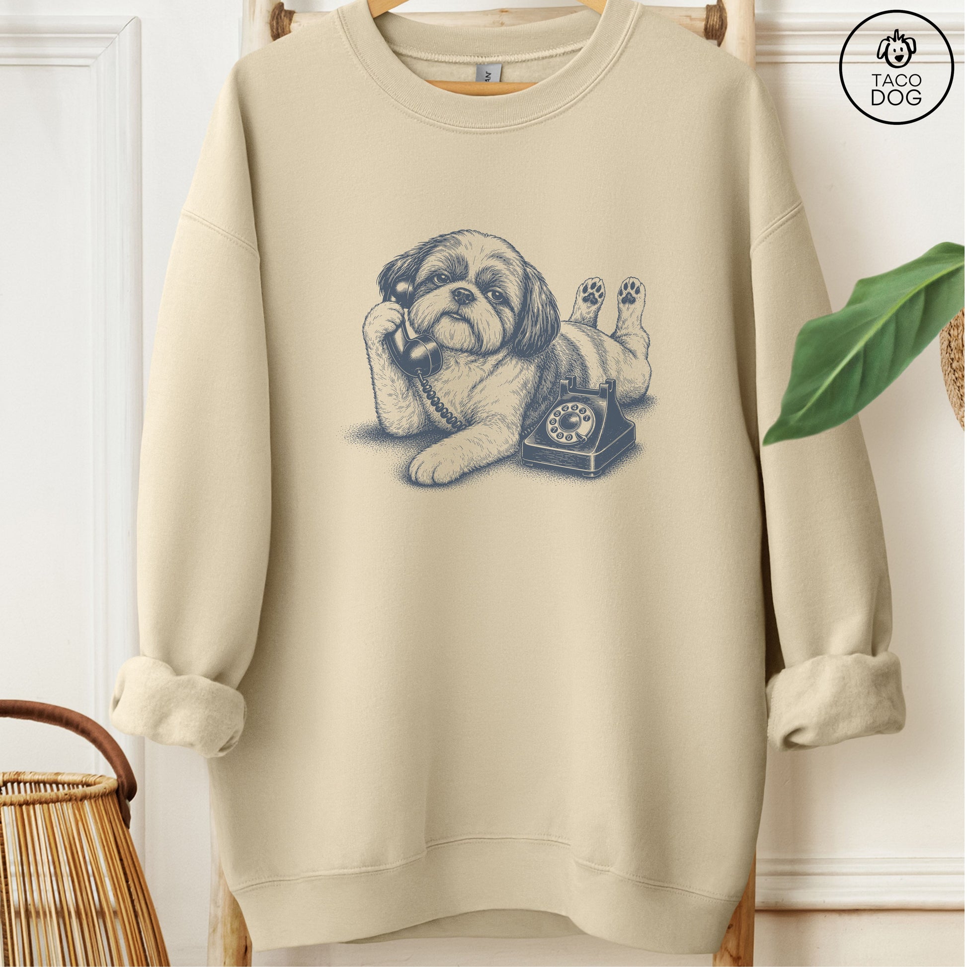 Shih Tzu Phone Sweatshirt Sand Taco-Dog