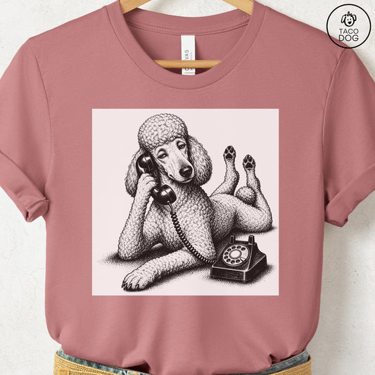 Poodle Eames Headphones T-Shirt Heather Mauve XS Taco-Dog